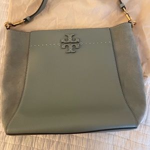 Tory Burch McGraw Bucket Bag Celedon Blue